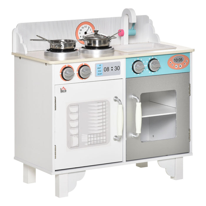 Kids Playtime Chef Station - Wooden Kitchen Set with Sink, Faucet, and Cooking Bench - Inspire Creativity with Pretend Play for Ages 3-6
