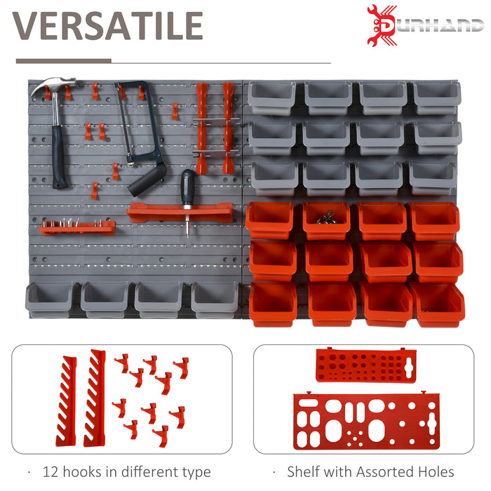 DIY Garage Storage Solution - 44-Piece Wall-Mounted Kit with 28 Cubes, 10 Hooks, 2 Boards - Organize Tools and Equipment Efficiently