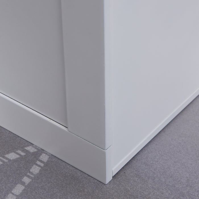 Elevated Dog Feeding Station with Storage - Includes 2 Stainless Steel Bowls, Ideal for Large Pets, White Finish - Convenient Mealtime Solution for Large Dogs