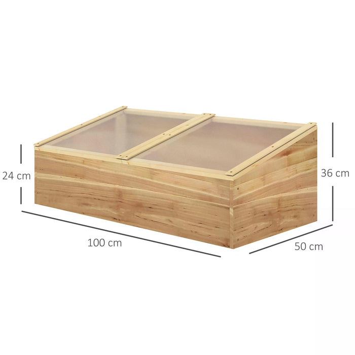 Natural Wooden Cold Frame - Polycarbonate Panel Grow House for Garden Enthusiasts - Protects Flowers, Vegetables & Plants Against Harsh Weather