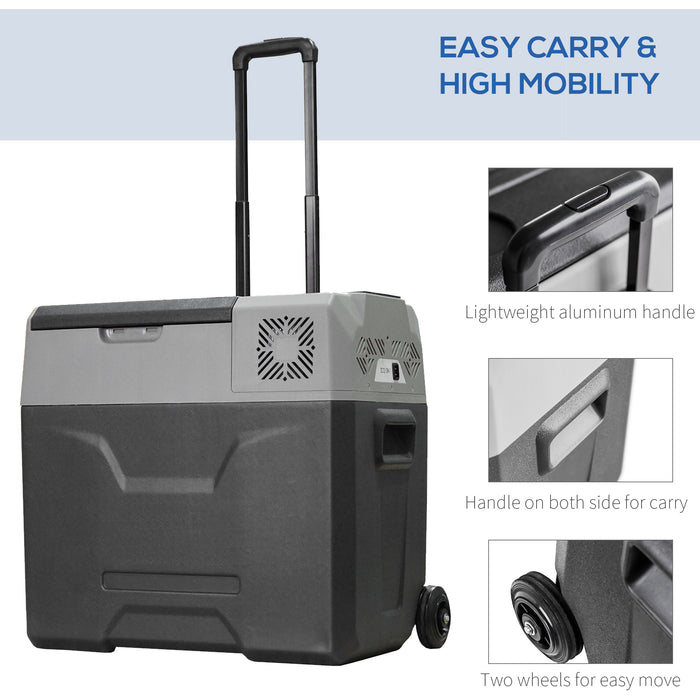 Portable 12/24V 50L Car Refrigerator - Electric Fridge Freezer Cooler Box for Camping, Travel, Picnic - Compact Grey Unit for On-the-Go Refreshments