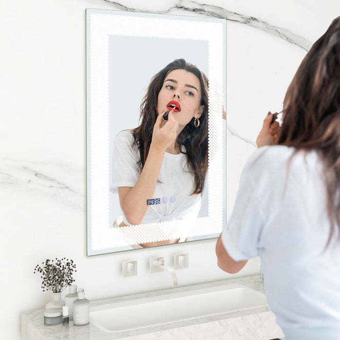 Wall-Mounted HD Vanity Mirror - LED Illuminated Mirror with Anti-Fog Feature and 3 Color Adjustable Lights - Perfect Solution for Your Morning Routine in Humid Environments
