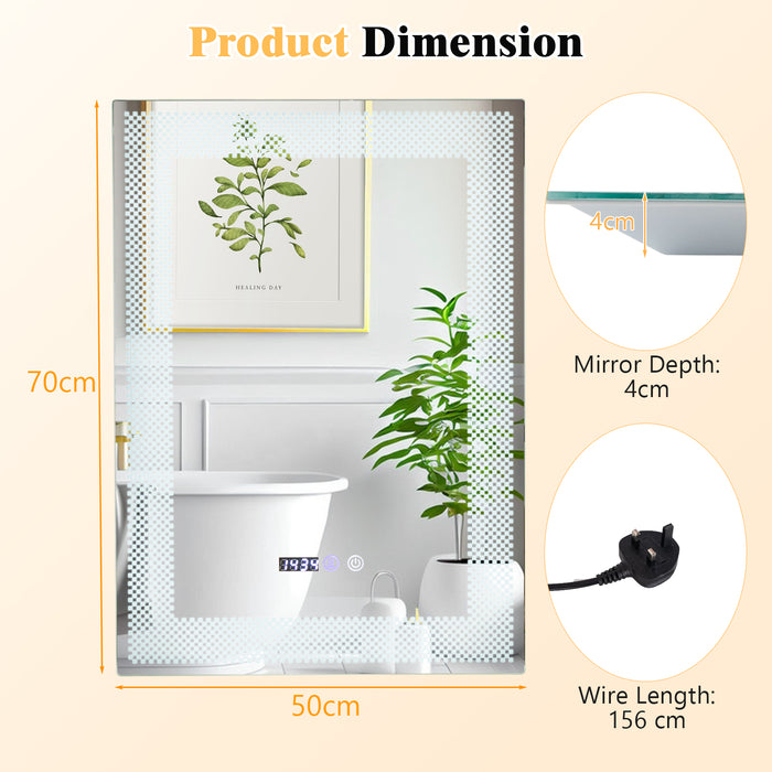 Wall-Mounted HD Vanity Mirror - LED Illuminated Mirror with Anti-Fog Feature and 3 Color Adjustable Lights - Perfect Solution for Your Morning Routine in Humid Environments