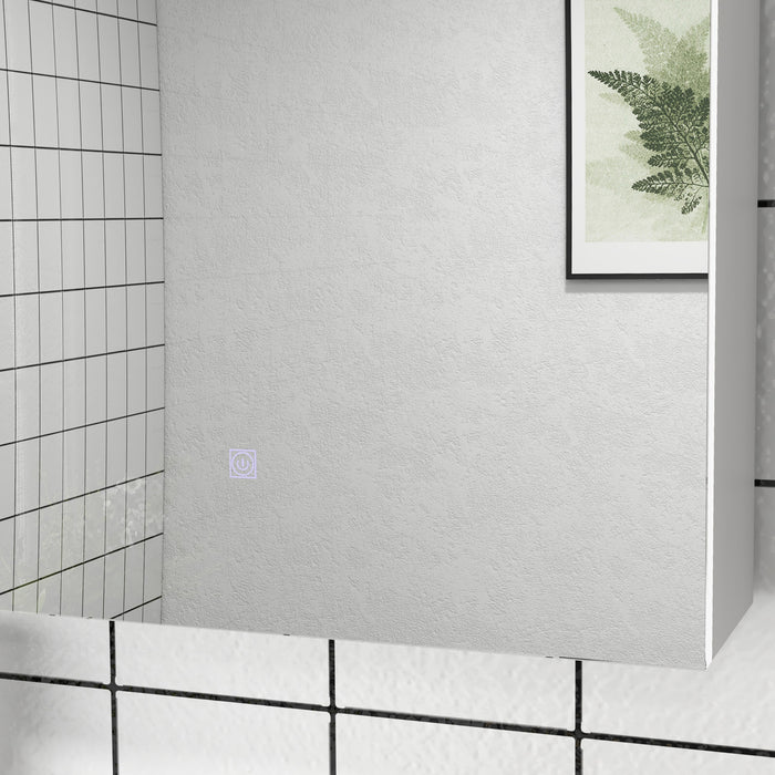 Bathroom Illuminated Mirror Cabinet - White Storage Cupboard with USB Charging & Adjustable Shelf - Ideal for Organizing & Enhancing Small Bath Spaces