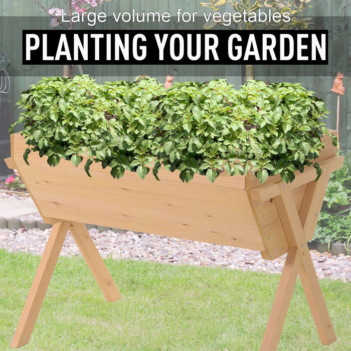 Raised Wooden Planter - Elevated Garden Bed for Vegetables and Flowers, Includes Protective Liner - Ideal for Patio, Deck, or Balcony Gardening, 100cm x 70cm x 80cm