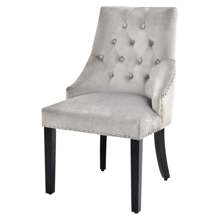 Velvet Dining Chair with Button-Tufted Design - Contemporary Style with Nail head Trim and Studded Detailing - Perfect for Modern Dining Rooms and Elegant Home Decor