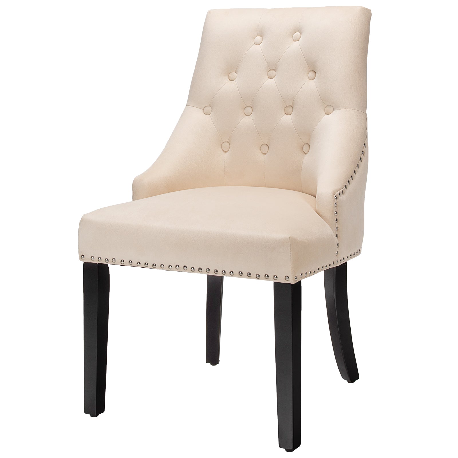 Velvet Dining Chair with Button-Tufted Design - Contemporary Style with Nail head Trim and Studded Detailing - Perfect for Modern Dining Rooms and Elegant Home Decor