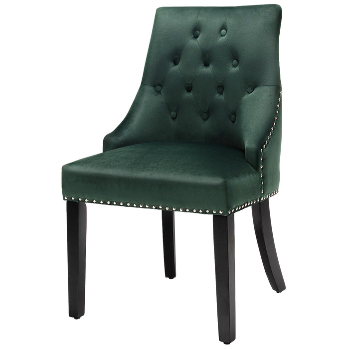 Velvet Dining Chair with Button-Tufted Design - Contemporary Style with Nail head Trim and Studded Detailing - Perfect for Modern Dining Rooms and Elegant Home Decor