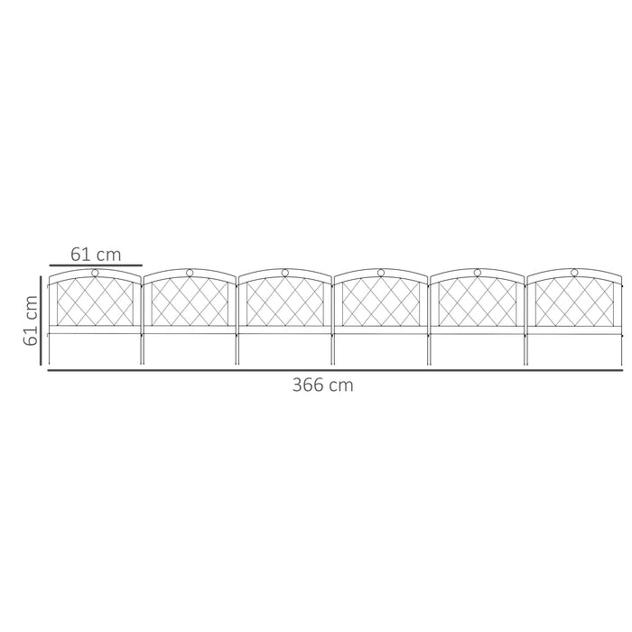 Decorative Metal Fence Panels - Set of 6, Black Outdoor Picket Accent Fencing - Enhancing Home & Garden Perimeter Security