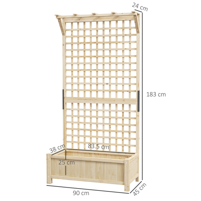 Wooden Raised Garden Bed with Trellis - Drainage Holes, Climbing Plant Support - Ideal for Growing Vegetables and Flowers in Small Spaces