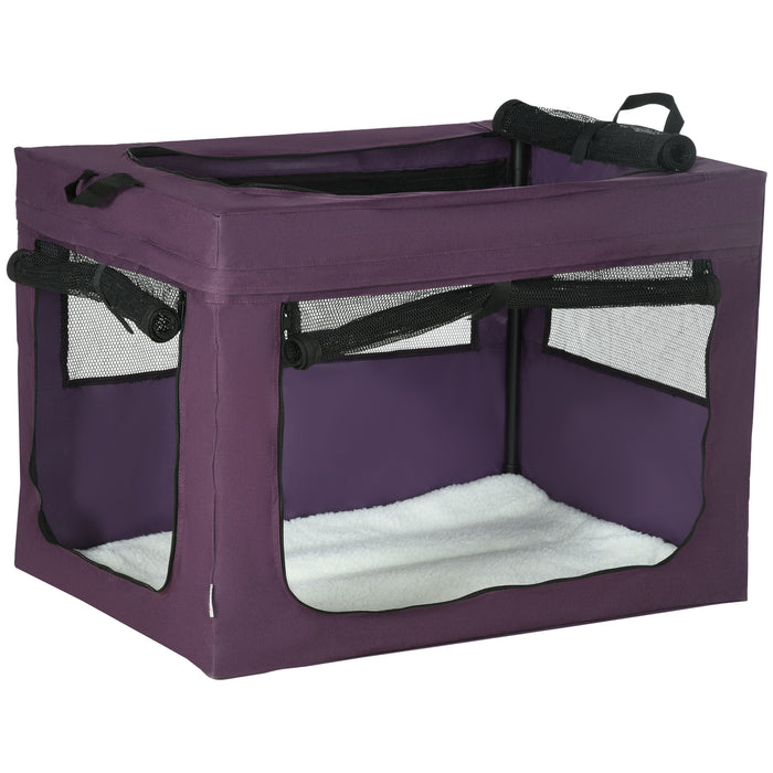 Foldable Pet Carrier for Small to Medium Dogs and Cats - Spacious 79.5 x 57 x 57 cm Travel Bag in Purple - Ideal for Safe and Comfortable Pet Transportation