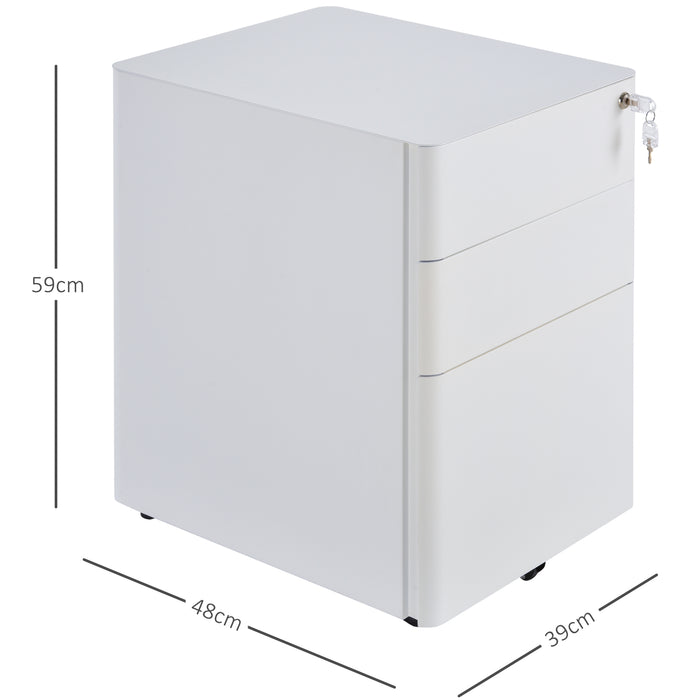 3-Drawer Steel File Cabinet with Lock - Mobile Vertical Filing Storage, Fully Assembled - Secure Organizer for Home Office or Business Documents