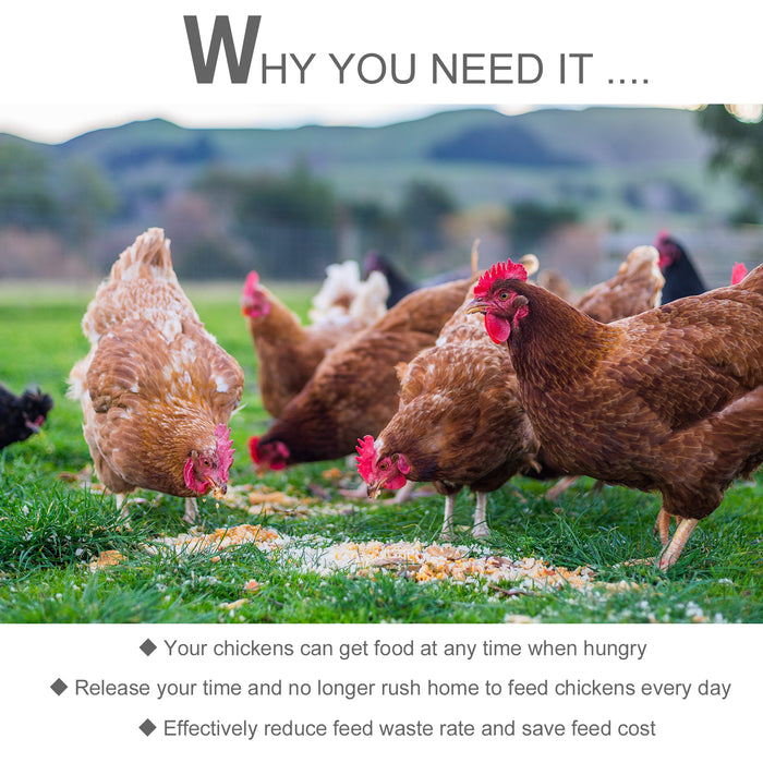 11.5kg Capacity Chicken Poultry Feeder - Durable Galvanized Steel & Aluminium, Automatic Dispensing - Weatherproof Solution for Outdoor Poultry Feeding