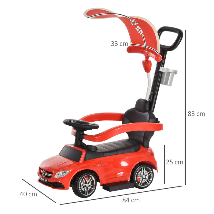 Mercedes Benz 3 in 1 Toddler Ride-On Vehicle - Stroller, Push Car, and Walker with Sun Canopy, Safety Features - For Active Play and Outdoor Adventures
