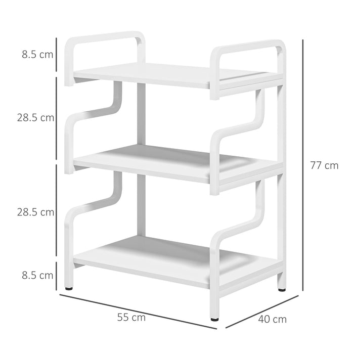 3-Tier Metal Shelving Unit - Industrial Printer Table & Storage Display Rack for Home Office and Living Room - Versatile Organization Solution in White