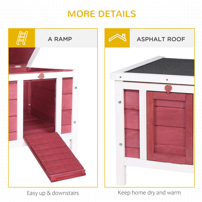 Deluxe Wooden Rabbit Hutch - Spacious 51x42x43cm Pet Shelter with Red Finish - Ideal Home for Small Animals