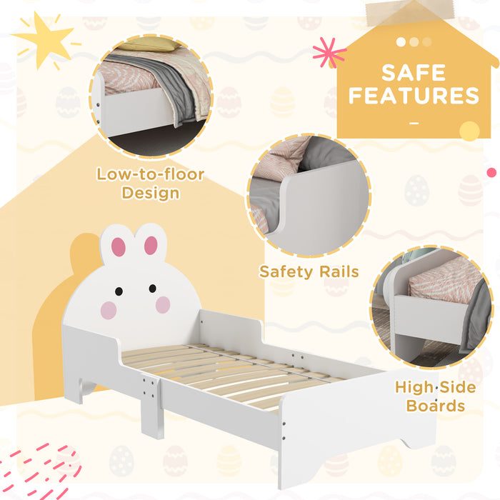 Rabbit-Themed Toddler Bed Frame - Adorable White Bunny Design with Sturdy Construction - Perfect Transitional Sleeping Solution for Young Children