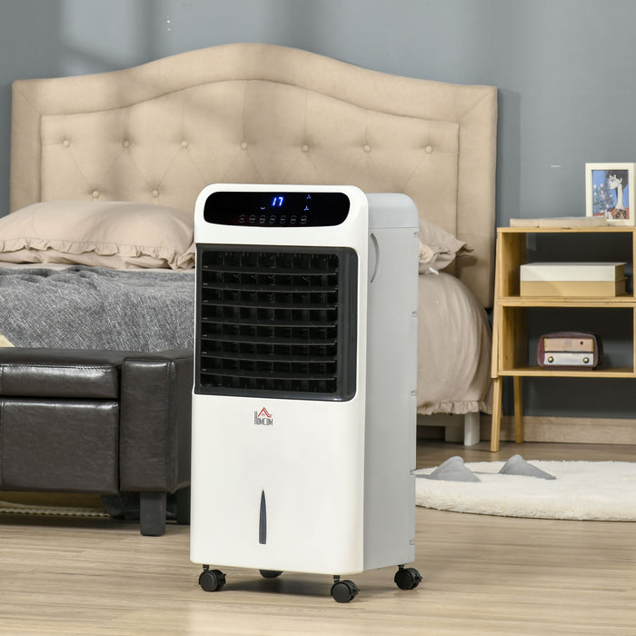 32" Mobile Air Cooler with Evaporative Anion Technology - Ice Cooling Fan, Water Conditioner, Humidifier with 3 Modes, Remote, Timer - Ideal for Home Bedroom Comfort and Air Quality Improvement