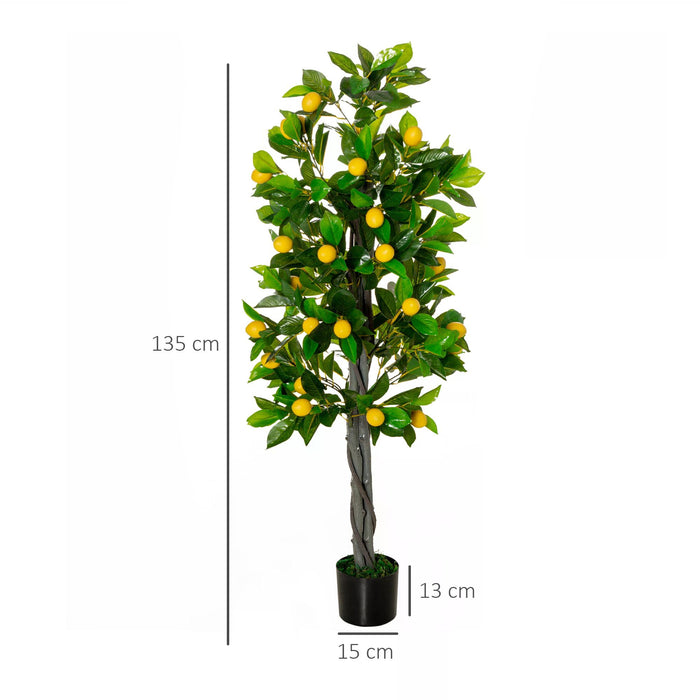 Artificial Lemon Tree with Fake Fruits - Lifelike Decorative Plant in Nursery Pot, 135cm Tall - Ideal for Indoor & Outdoor Decoration