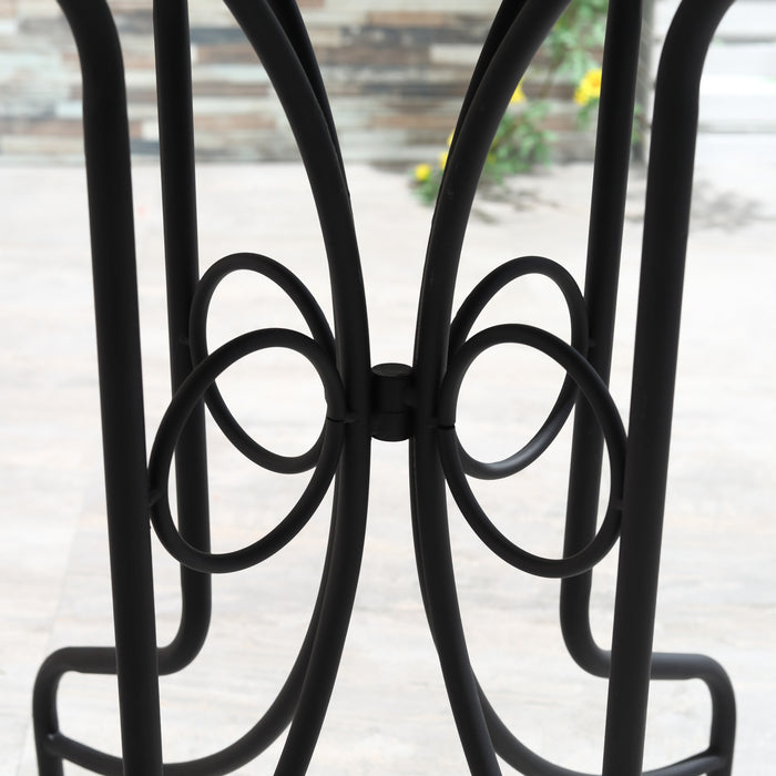 3-Piece Metal Garden Bistro Set with Mosaic Tabletop - Folding Chairs & Round Table for Outdoor Use - Ideal for Balcony & Poolside, Light Blue