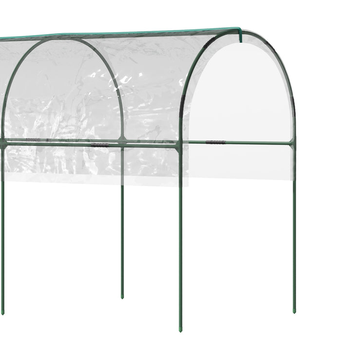 4-Hoop Tunnel Tomato Greenhouse with Top Tap - Pointed Bottom Design with Guy Ropes for Stability - Clear Cover for Optimal Plant Growth Conditions