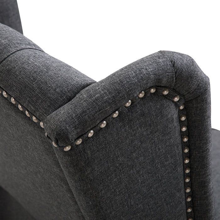 Vintage-Style Recliner Armchair - Dark Grey with Footrest, Comfortable Upholstery - Ideal Relaxation Seat for Home Lounge or Office