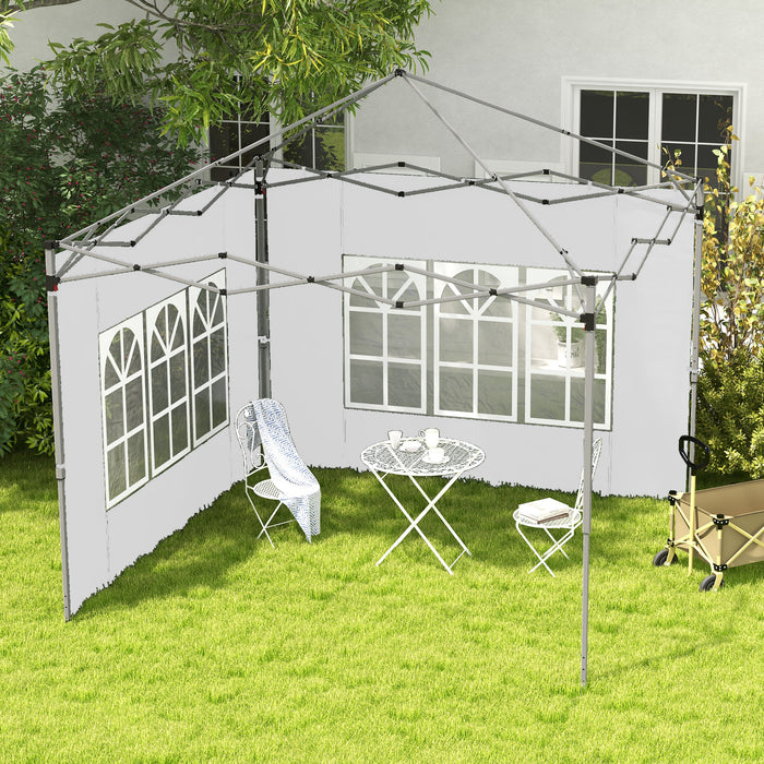 Gazebo Side Panels with Windows - 3x3m / 3x4m Pop Up Gazebo Compatible Replacement Set, 2-Pack in White - Outdoor Shelter Privacy and Weather Protection