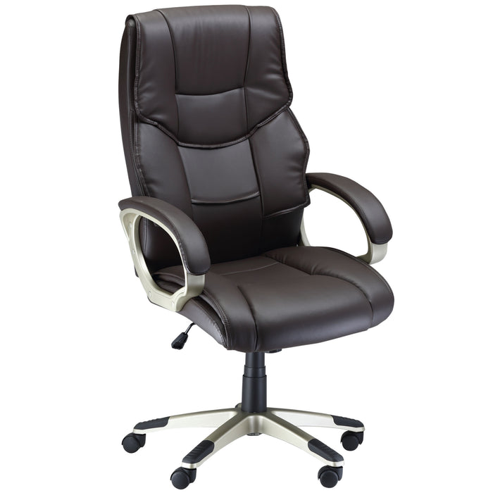 High-Back Home Office Chair - Comfortable Faux Leather Computer Desk Seat with Adjustable Height and Rocking Feature - Ideal for Extended Work Sessions