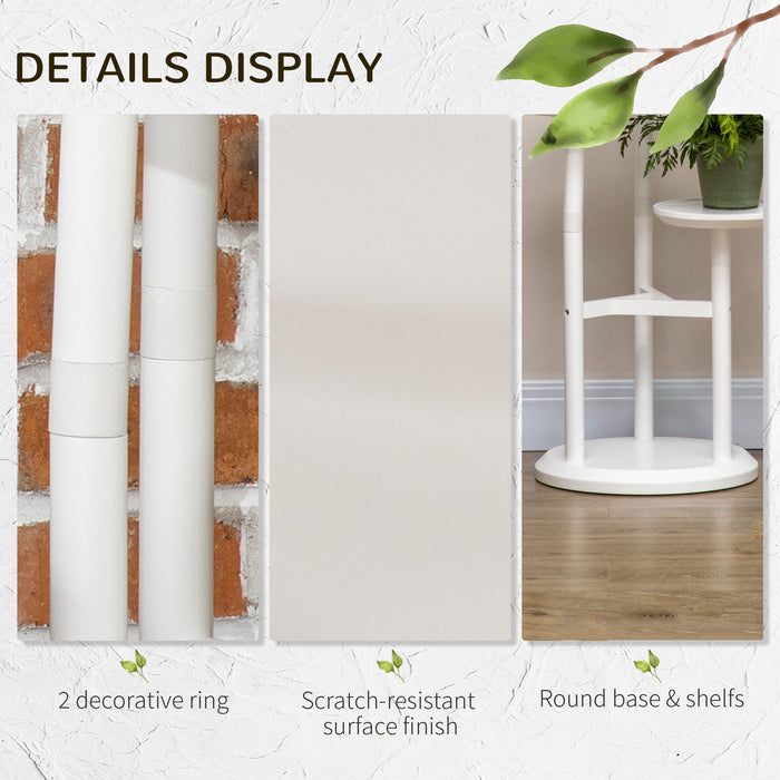 3-Tier Bamboo Plant Shelf Rack - White 46x46x86cm Display Stand for Indoor & Outdoor Décor - Ideal for Flower Pots and Garden Enthusiasts