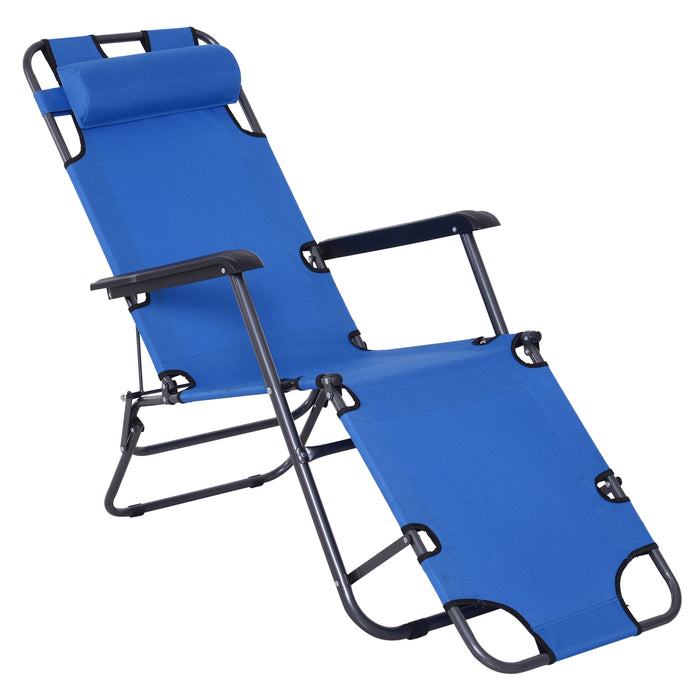Sun Lounger Folding Recliner - 2-in-1 Adjustable Back Chair with Pillow for Garden and Outdoor Camping - Perfect for Relaxation and Sunbathing
