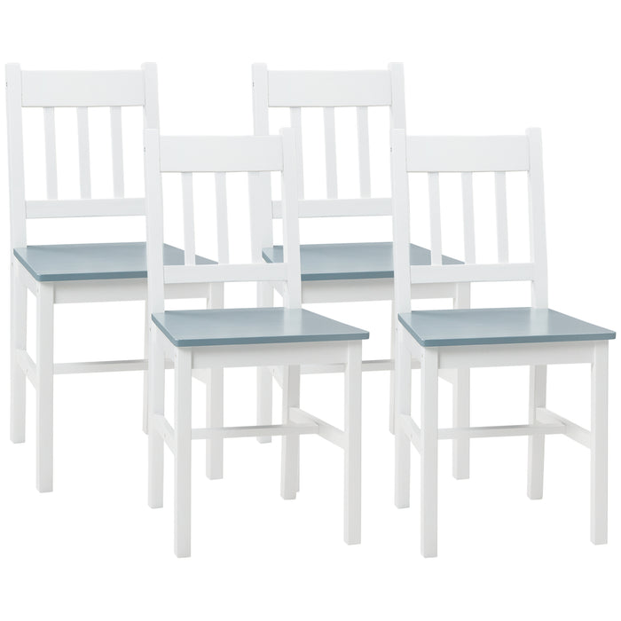 Kitchen Chair Quartet - Sturdy Pine Wood Slat Back Dining Chairs - Perfect for Dining & Living Room Comfort