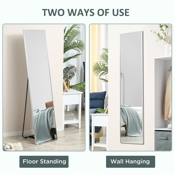 Freestanding Full-Length Mirror - 160x40 cm Wall-Mounted Rectangle for Bedroom & Living Room - Stylish Black Frame for Dressing & Decor