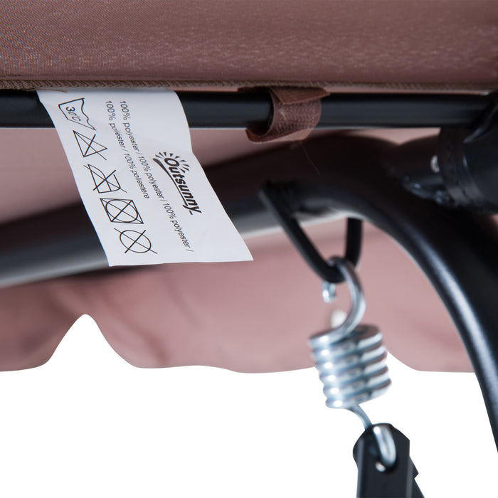 Heavy-Duty 3-Seater Canopy Swing Bench - Garden Rocking Patio Chair with Metal Frame and Top Roof - Relaxing Outdoor Furniture for Yard and Porch