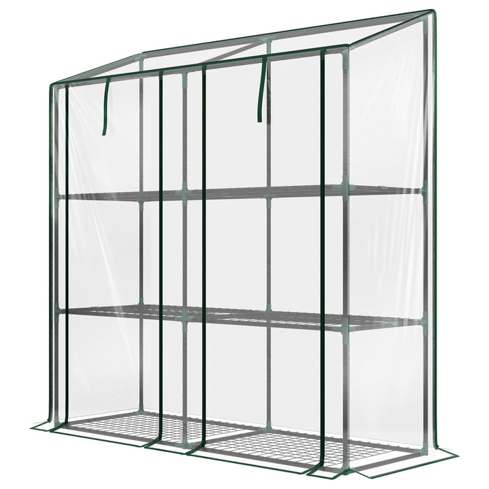 3-Tier Mini Greenhouse with 6 Reinforced Wire Shelves - Clear Cover for Indoor/Outdoor Gardening - Protects Plants and Seedlings from Elements