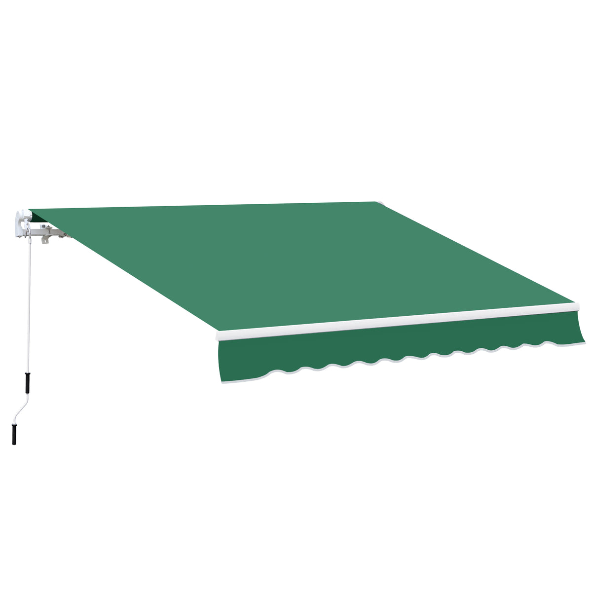 Manual Retractable Awning - 4m x 3m Green Patio Sun Shade Canopy Shelter - Ideal for Outdoor Comfort and Entertaining