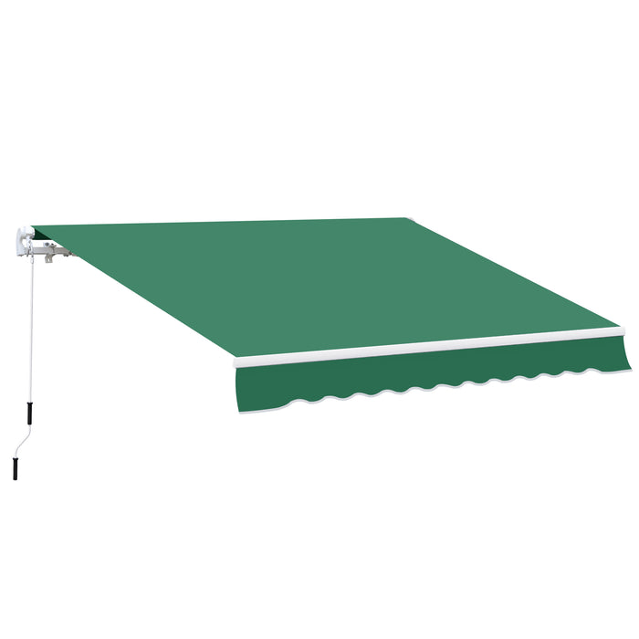 Manual Retractable Awning - 4m x 3m Green Patio Sun Shade Canopy Shelter - Ideal for Outdoor Comfort and Entertaining