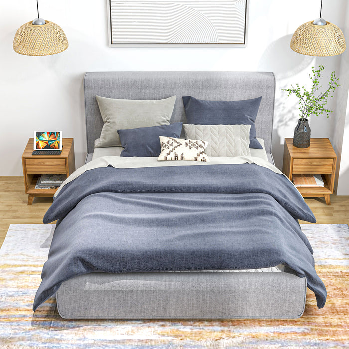 Walnut Brown Nightstand Set of 2 - Modern Bedside Table with Drawer and Shelf, Living Room End Table - Stylish Storage Solution for Bedroom and Lounge Spaces