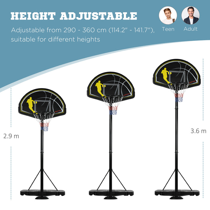Adjustable 2.3-3m Basketball Hoop Stand - High Strength PE Backboard, Weighted Base, and Wheels - Ideal for Indoor/Outdoor Play and Training