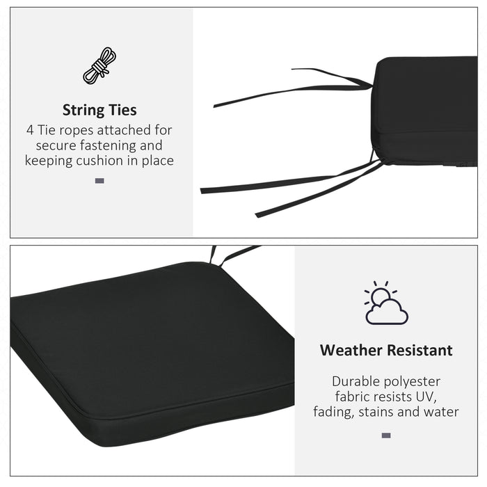 Chair Cushion Seat Pads, Set of 6 with Straps - Comfortable Indoor/Outdoor Dining Chair Enhancements - Removable Tie-On Design for Garden Patio Elegance, Black