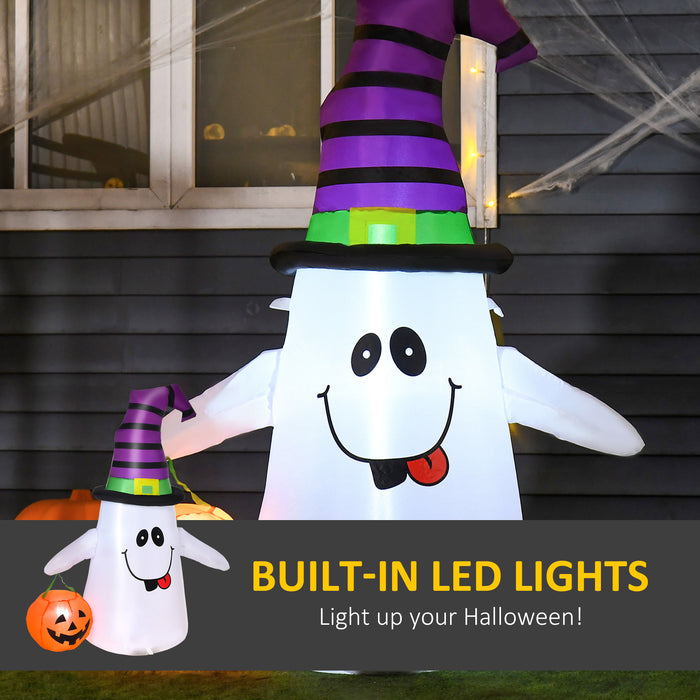 1.2m LED-Lit Witch Ghost & Pumpkin Lantern - Inflatable Halloween Decoration with Built-in Fan - Speedy Delivery, Weatherproof Design for Outdoor Festivities