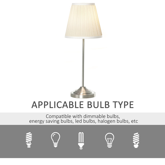 Modern Pleated Fabric Table Lamp - Elegant Metal Base Home Accent Lighting - Ideal for Living Room, Bedroom, or Office Decor