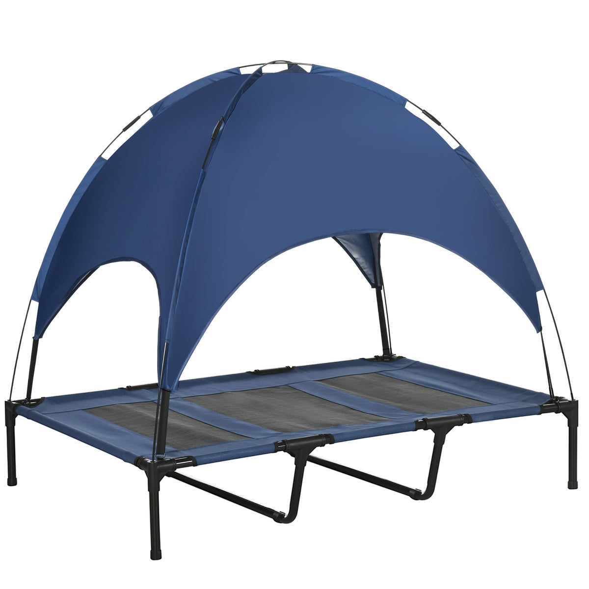 Elevated Outdoor Dog Bed with Waterproof Canopy - XL Size Raised Pet Cot with Breathable Mesh, UV Protection - Comfortable Resting Place for Large Canines, 122 x 92 x 108cm