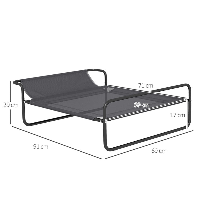 Elevated Dog Bed with Angled Headrest - Durable & Washable Mesh Cot with Non-Slip Feet - Comfortable Sleeping Solution for Small to Medium Breeds, 91 x 69 x 29 cm