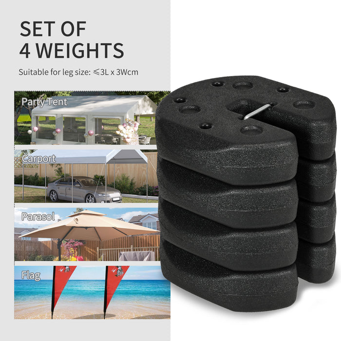 12KG Gazebo Weights Set of 4 - Heavy-Duty Leg Stabilizers with Reinforcement Pins & Carry Belt - Ideal for Canopies, Marquees & Tents Stability