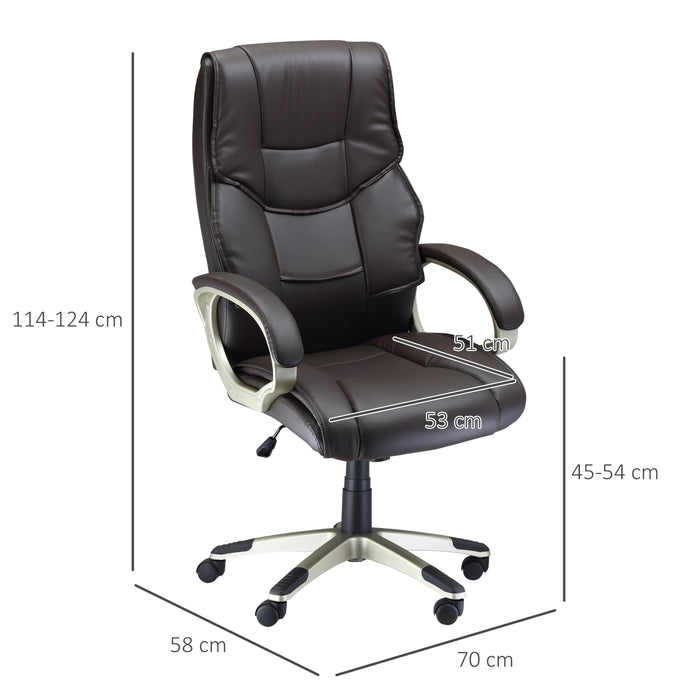 High-Back Home Office Chair - Comfortable Faux Leather Computer Desk Seat with Adjustable Height and Rocking Feature - Ideal for Extended Work Sessions