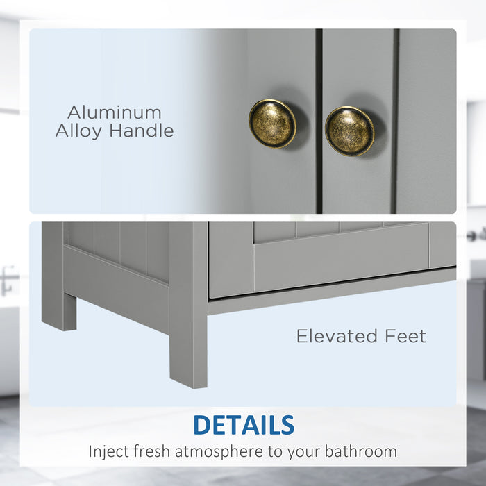 Modern Double-Door Pedestal Sink Cabinet - Light Grey Bathroom Vanity Storage with Shelves - Ideal for Under Sink Organization