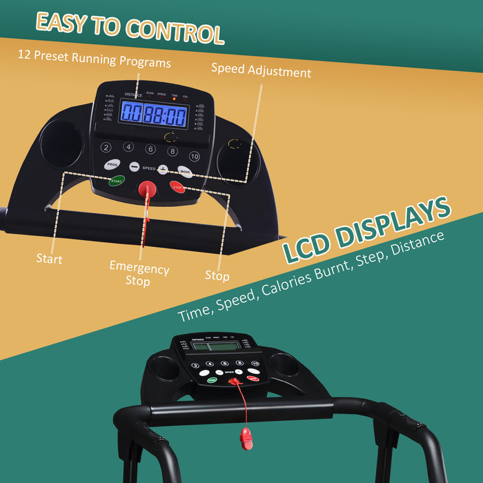 Folding Electric Treadmill - 1-10Km/h Adjustable Speed Motorised Jogger - Compact Home Fitness Equipment for Indoor Exercise & Gym Enthusiasts