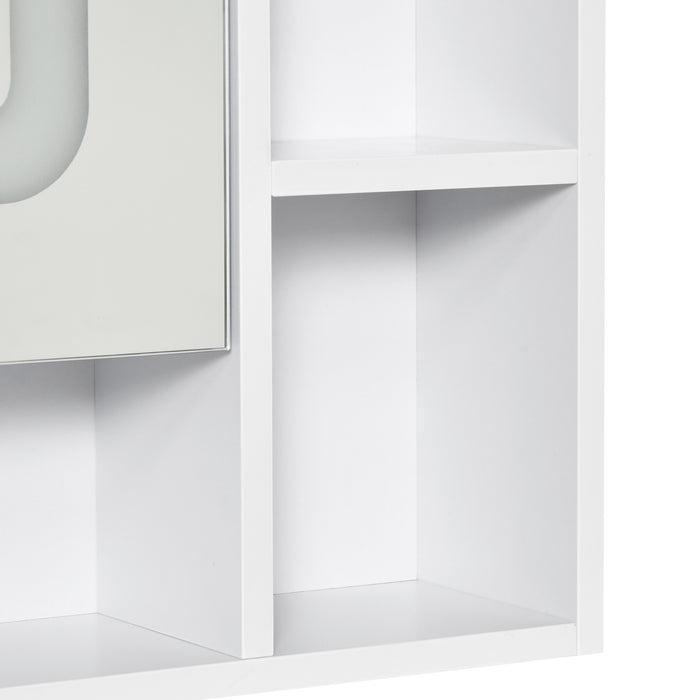 Wall-Mounted LED Illuminated Bathroom Cabinet - Dimmable Touch Switch, 4 Open Shelves Storage Organizer - Space-Saving Solution for Modern Home Decor
