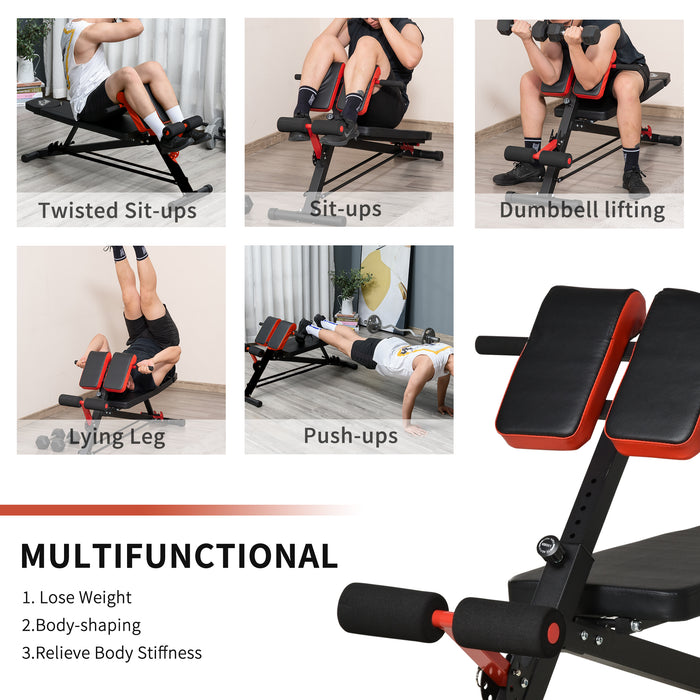 Adjustable Multi-Exercise Bench - 7-Level Incline with Hyper Extension and Sit-Up Capabilities - Includes 2 Dumbbells for Home Gym Workout
