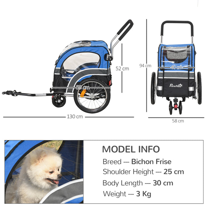 2-in-1 Convertible Dog Bike Trailer & Stroller - 360° Swivel Front Wheel, Reflective Safety Features, Weather-Resistant - Ideal for Pet Transport and Outdoor Adventures